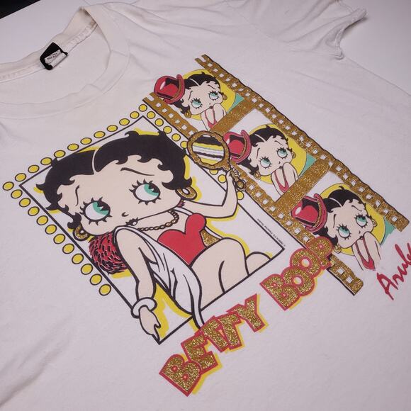 Vtg 90s Betty Boop Diamond Dust Glitter Tee - Picture 2 of 8